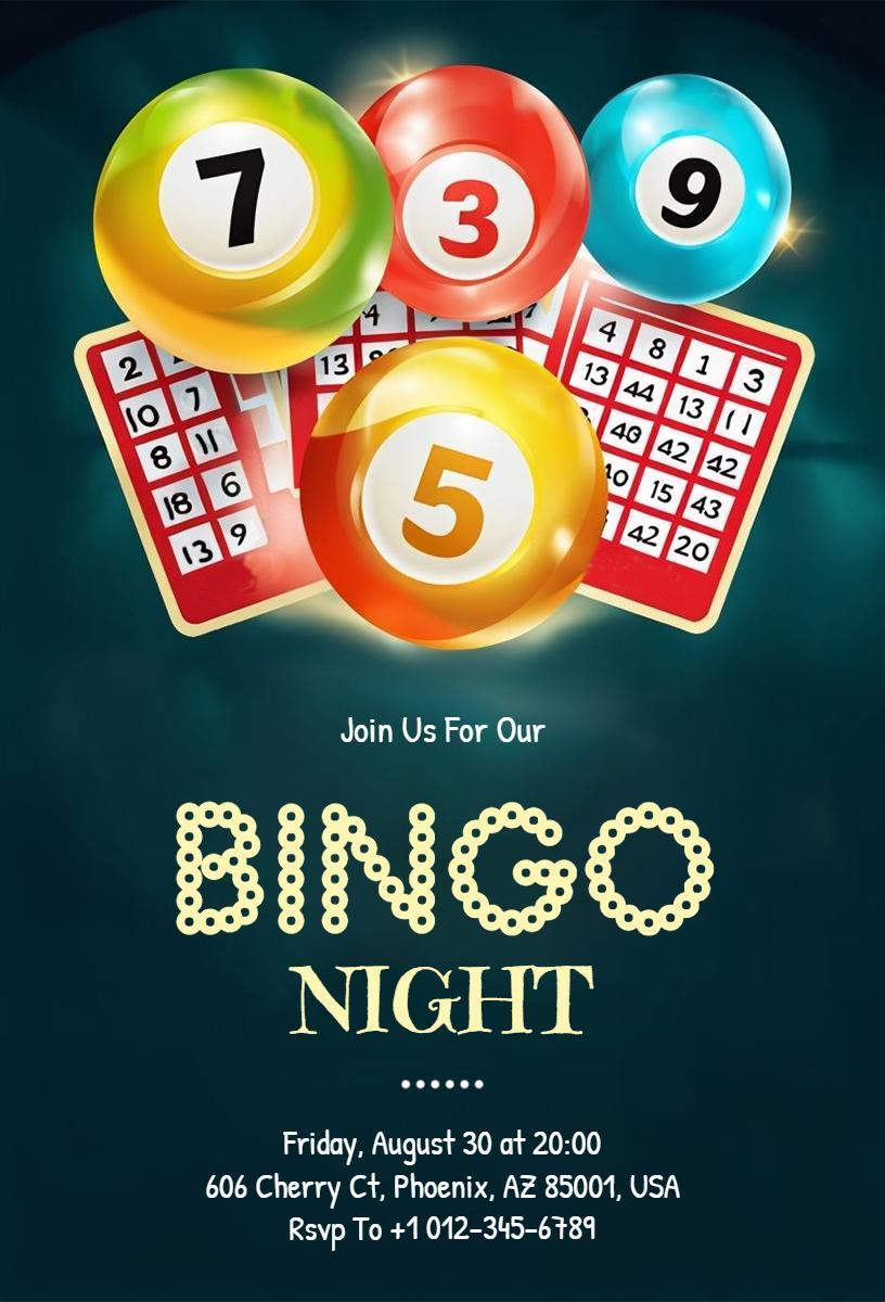 Exciting Bingo Game Night Social Gathering Invitation Template