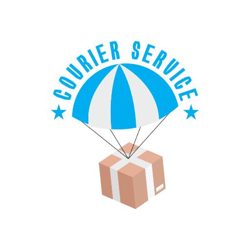 Exciting Blue and White Parcel Delivery Inspired Courier Logo Template
