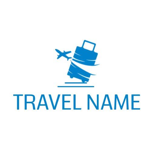 Exciting Blue Luggage and Airplane Design for Travelling Logo Template