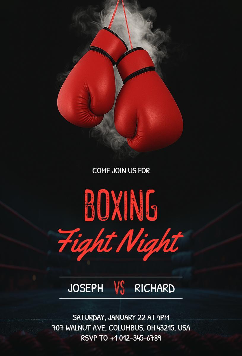 Exciting Boxing Fight Night Championship Invitation Template