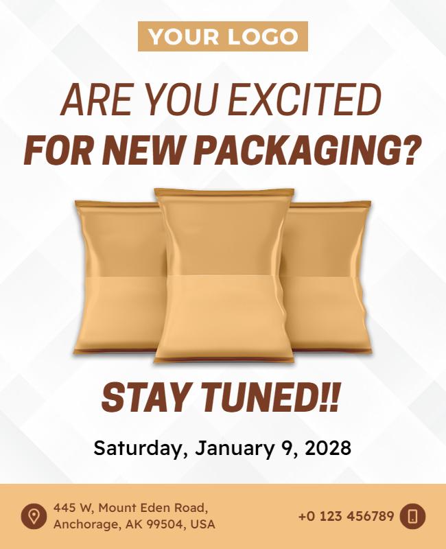 Exciting Brown New Packaging Announcement Poster Template