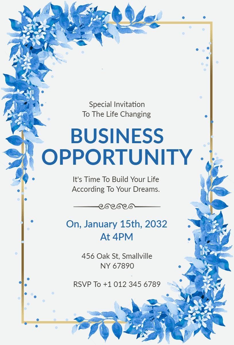 Exciting Business Opportunity Networking Session Invitation Template