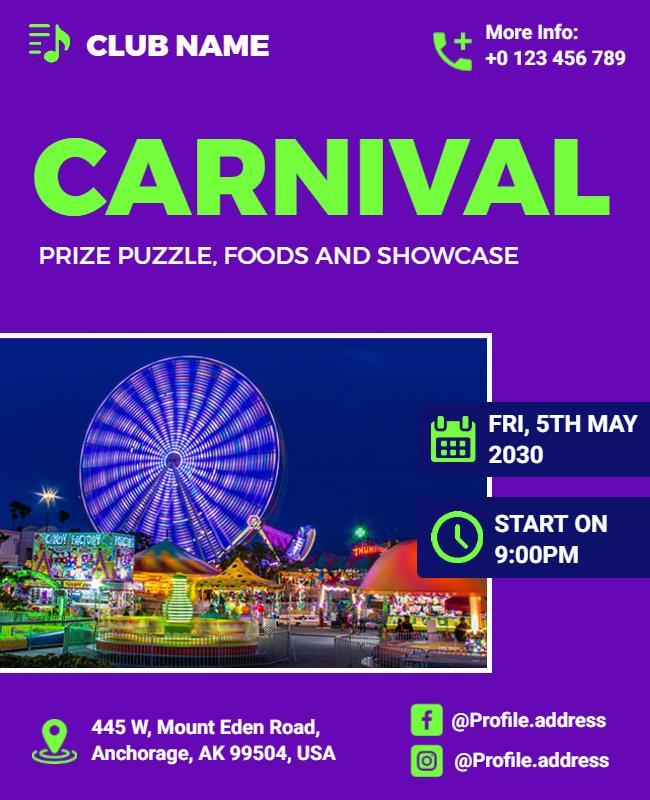 Exciting Carnival Event with Rides and Food Flyer Template