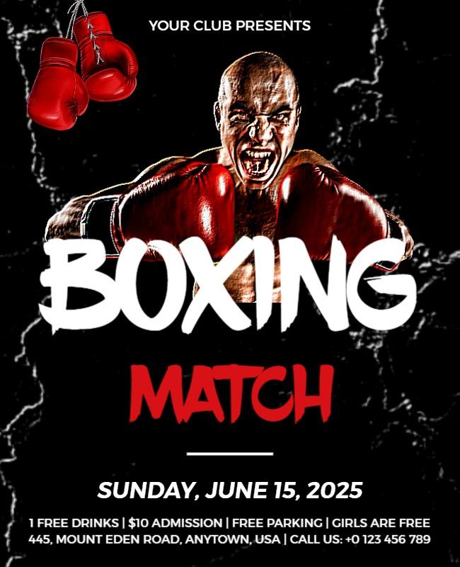 Exciting Club Boxing Match Flyer Template