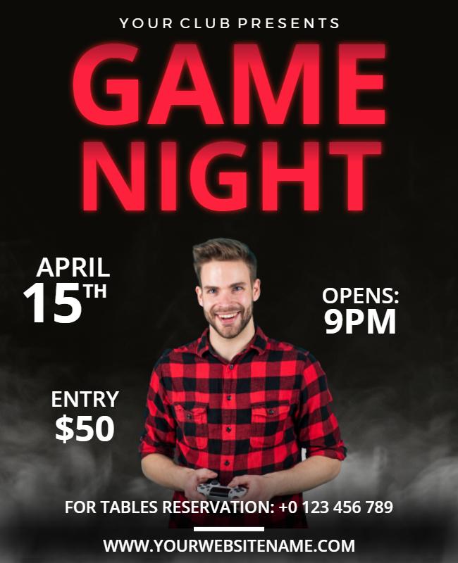 Exciting Club Game Night Announcement Flyer Template