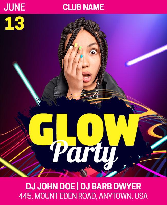 Exciting Club Glow Party Event Flyer Template