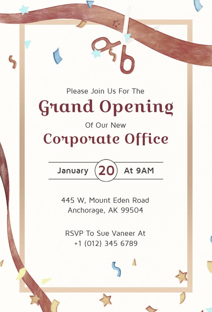 Exciting Corporate Office Grand Opening Celebration Invitation Template