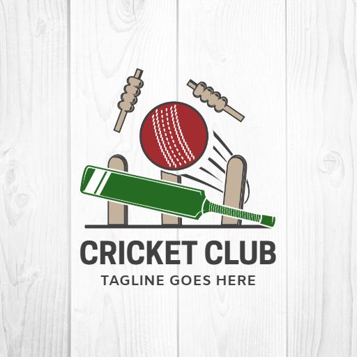 Exciting Cricket Club Logo Featuring Bat and Ball Design Logo Template