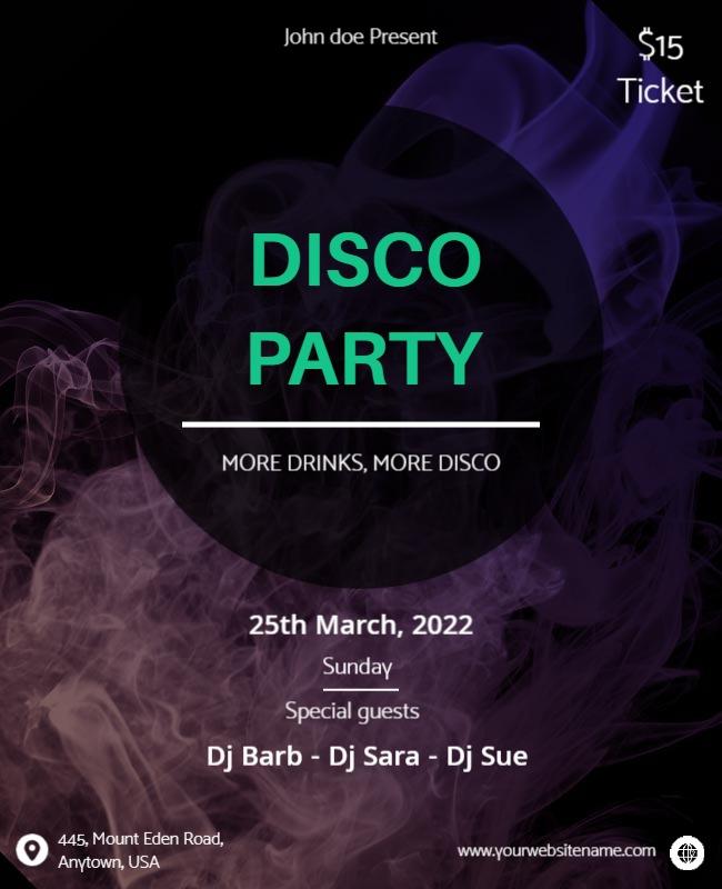 Retro Neon Disco Party Event Flyer Template