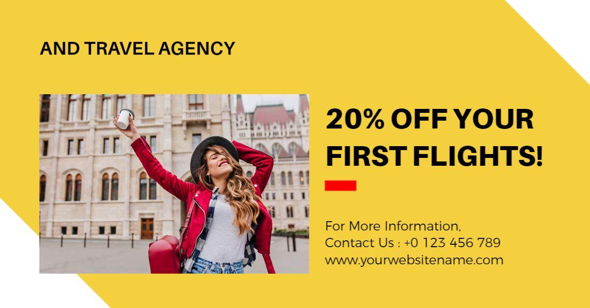 Exciting Discounts on First Flights for Travel Agency Banner Template
