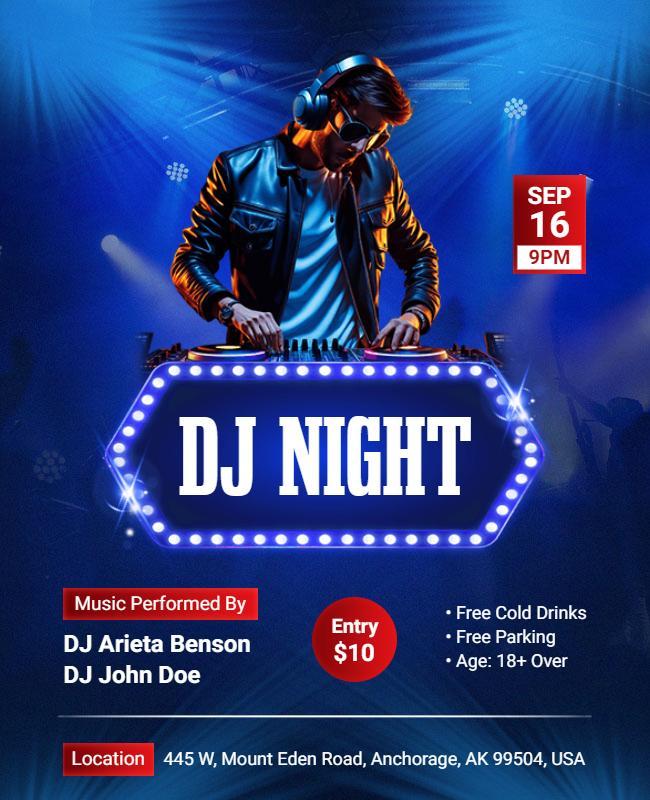 Exciting Dj Night Music Event Flyer Template