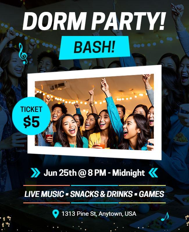 Exciting Dorm Party Celebration Flyer Template