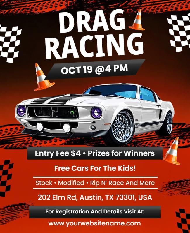 Exciting Drag Racing Event Announcement Poster Template