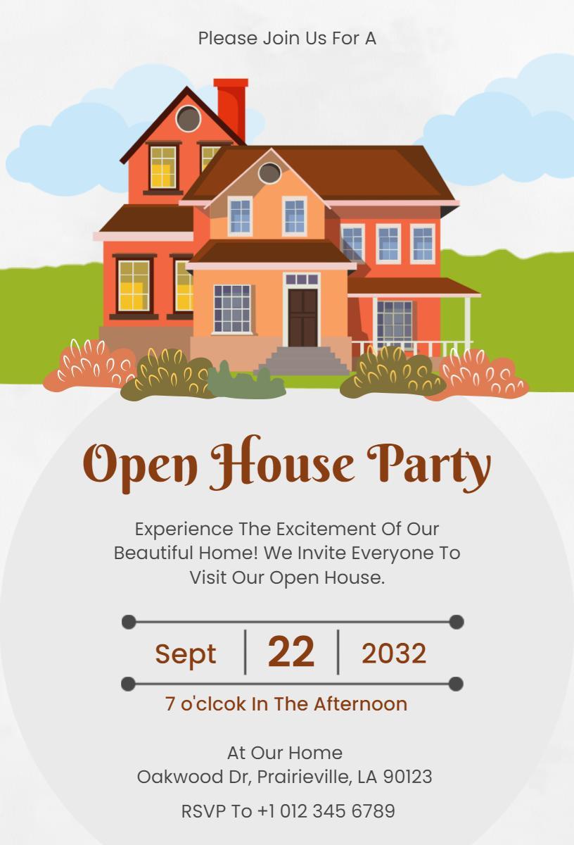 Exciting Family Home Open House Party Invitation Template