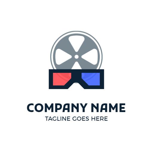 Exciting Film Reel Design with 3D Glasses Entertainment Logo Template