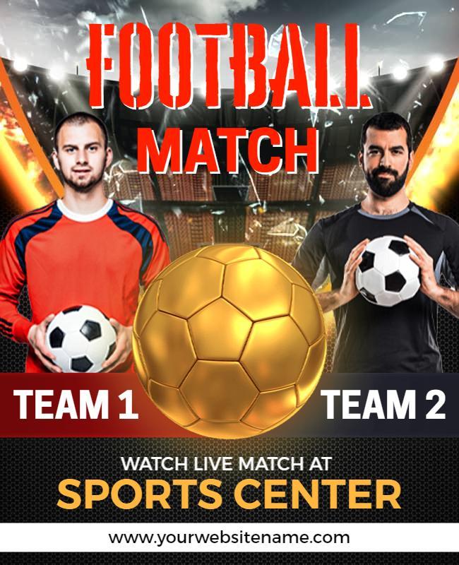 Exciting Football Match Announcement at Sports Center Poster Template