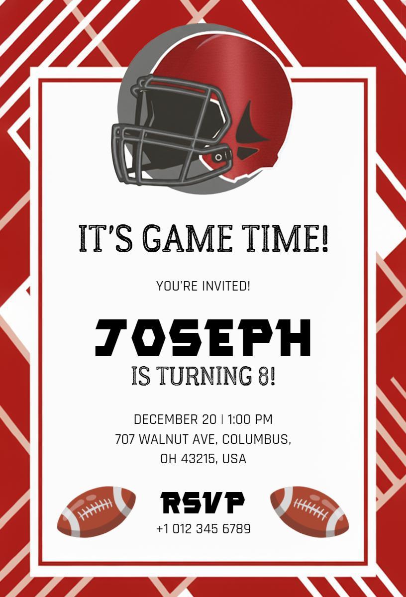 Exciting Football Theme Birthday Celebration Invitation Template