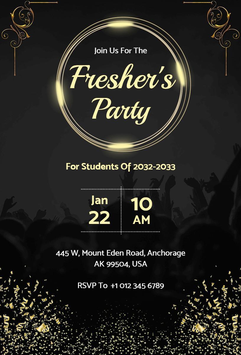 Exciting Freshers College Welcome Party Invitation Template