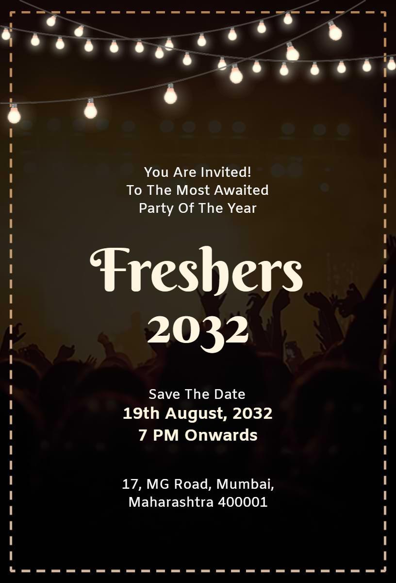 Exciting Freshers Party Celebration 2023 Invitation Template