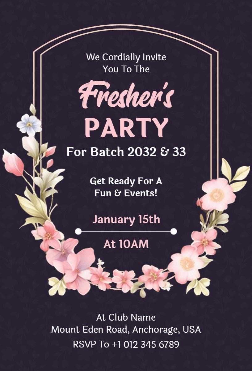 Exciting Freshers' Welcome Celebration Party Invitation Template