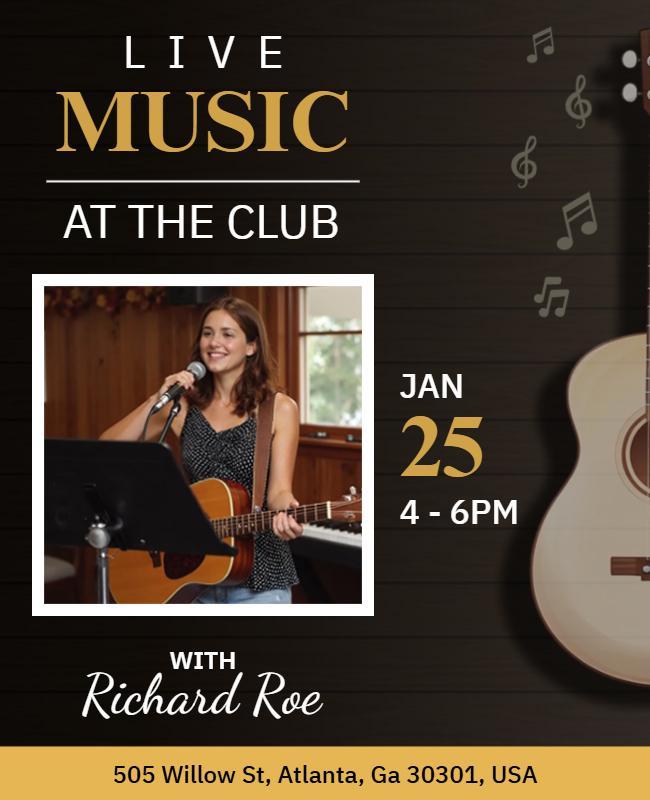 Exciting Gold Music Night at the Club Performance Flyer Template