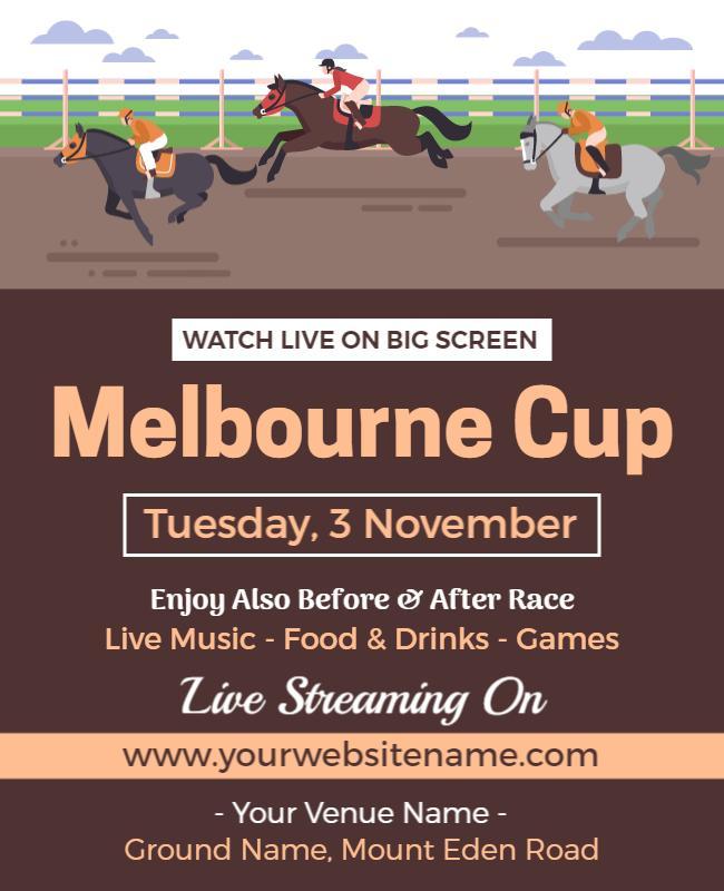 Exciting Horse Racing Melbourne Cup Event Poster Template