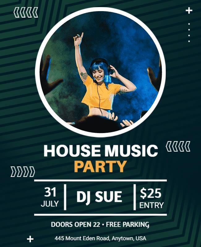 Exciting House Music Party Night Flyer Template