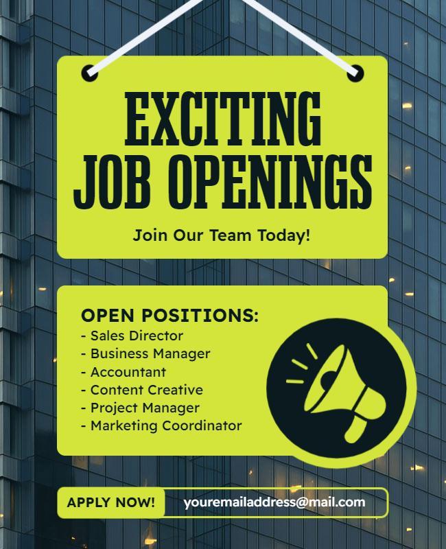 Exciting Job Openings Recruitment Flyer Template