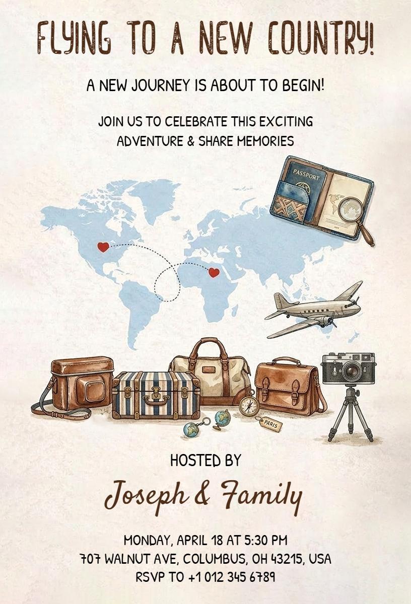 Exciting Journey Adventure Farewell Celebration Invitation Template