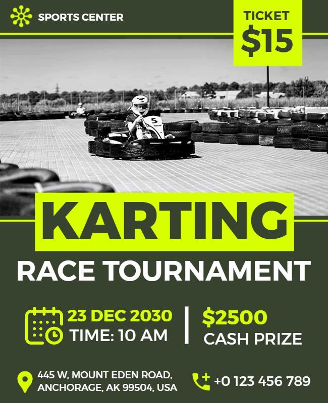 Exciting Karting Race Tournament Flyer Template