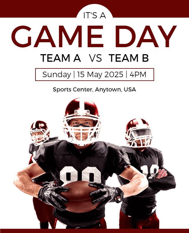 Exciting Maroon Football Game Day Announcement Poster Template