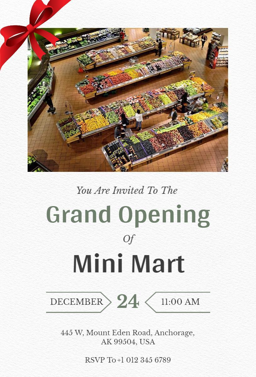 Exciting Mini Mart Grand Opening Celebration Invitation Template
