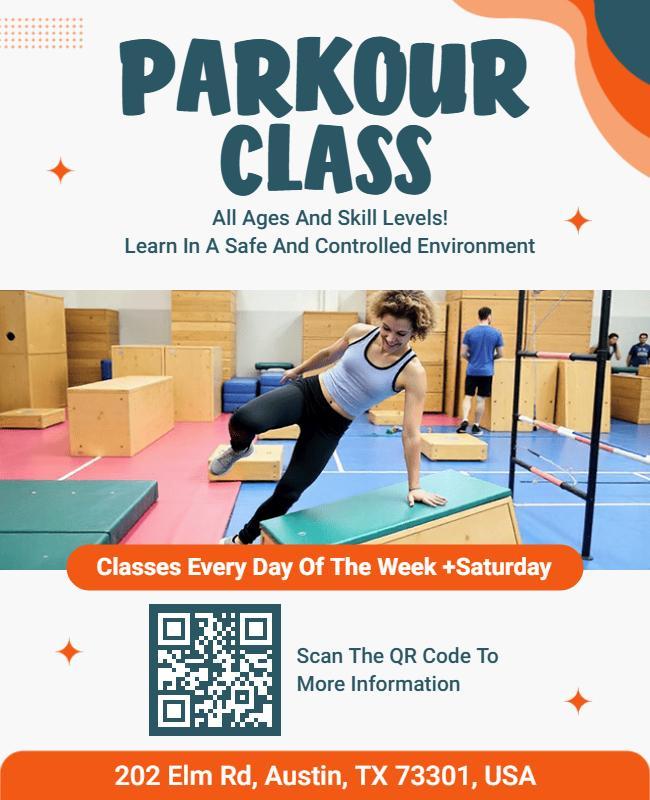 Exciting Multi-Level Parkour Class Advertising Flyer Template