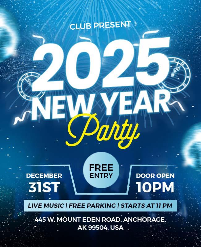 Exciting New Year Celebration 2025 Flyer Template