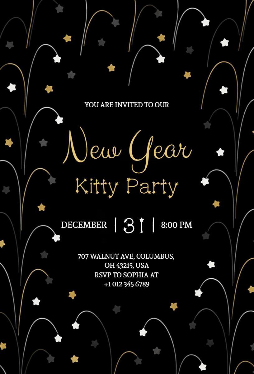 Exciting New Year Kitty Party Celebration Invitation Template