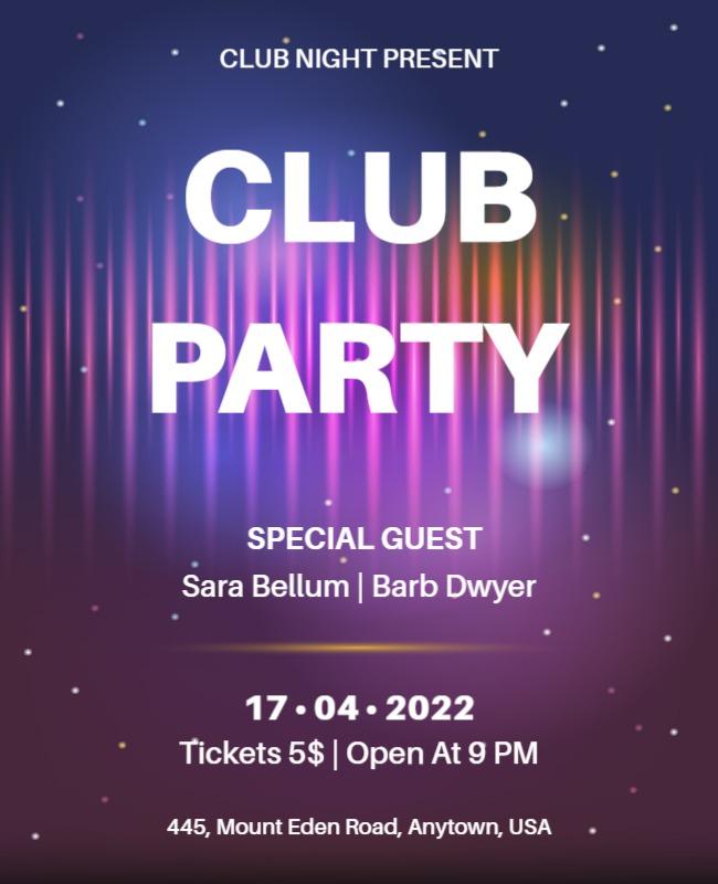 Vibrant Gradient Club Party Night Event Flyer Template