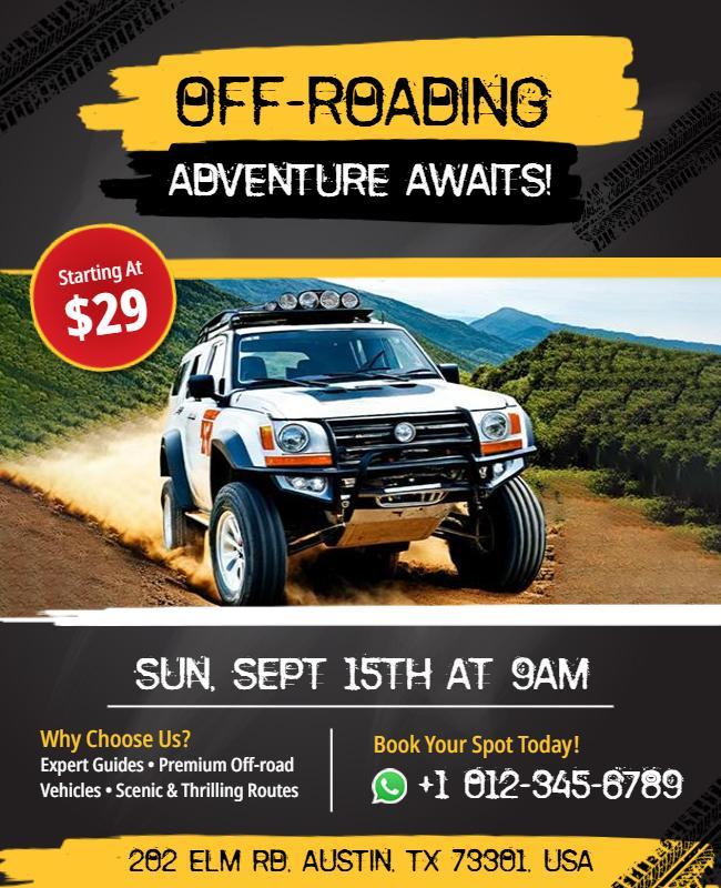 Exciting Off-Roading Adventure Awaits Adventure Tour Poster Template