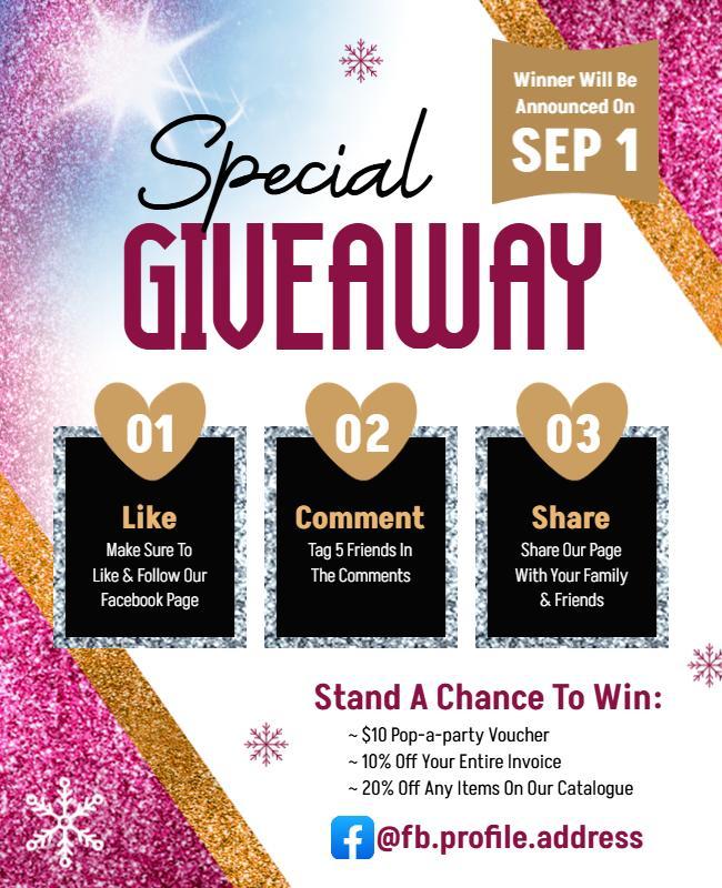 Exciting Online Giveaway Announcement Flyer Template