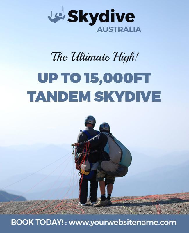 Exciting Outdoor Adventure Tandem Skydive Experience Poster Template