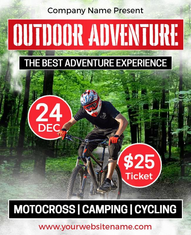 Exciting Outdoor Adventure with Cycling and Camping Poster Template