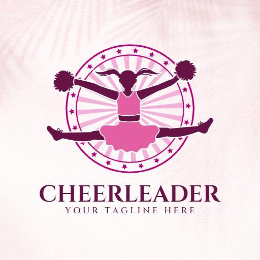 Exciting Pink Cheerleader Symbolizing Team Spirit Logo Template