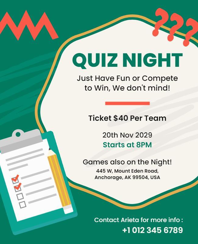 Exciting Quiz Night Event Flyer Template