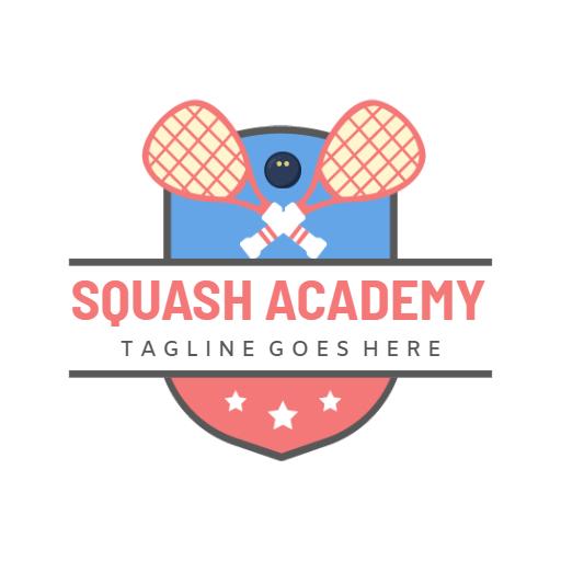 Exciting Red and Blue Squash Academy Sports Logo Template