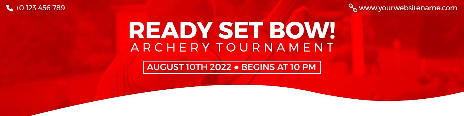 Exciting Red Archery Tournament Announcement Sports Banner Template