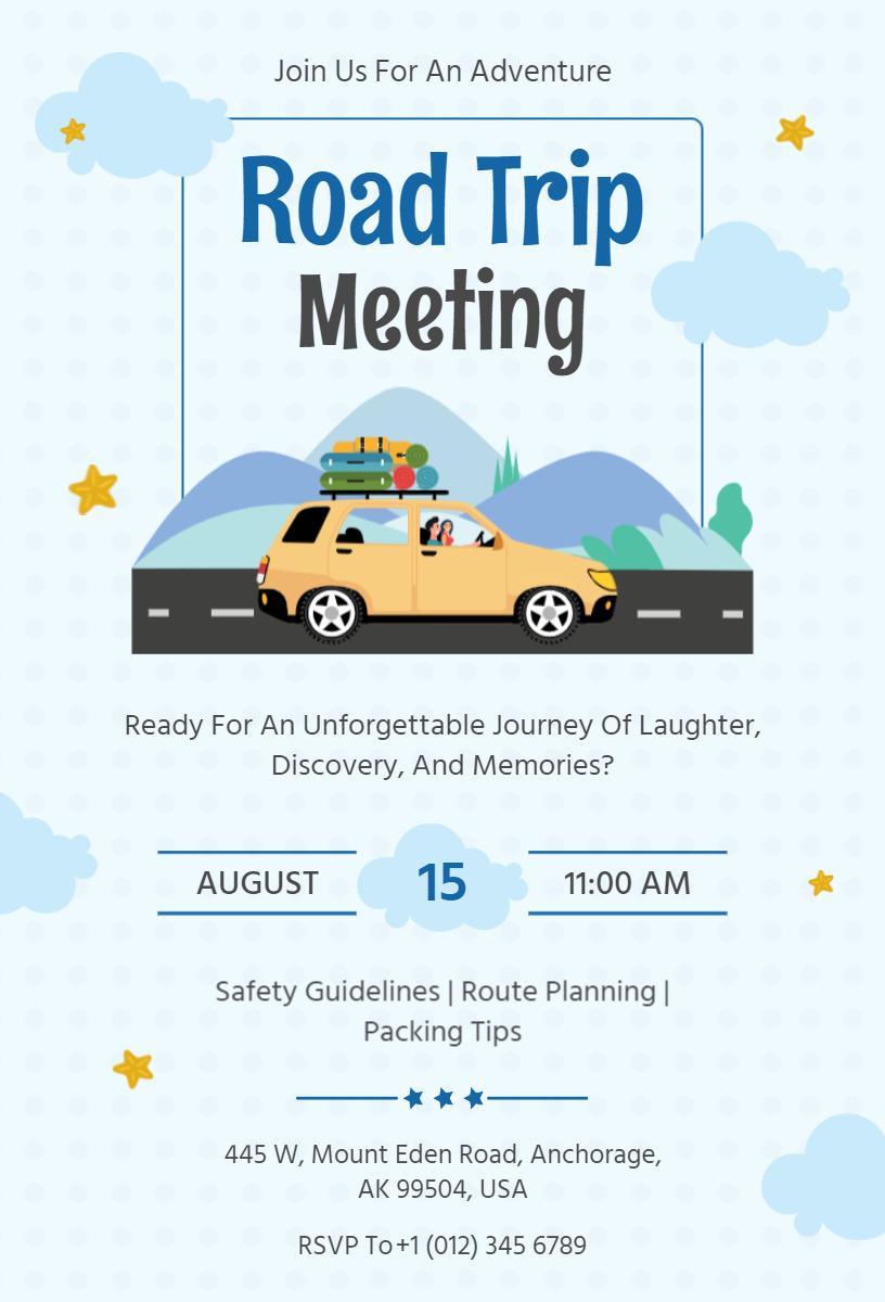 Exciting Road Trip Adventure Planning Meeting Invitation Template