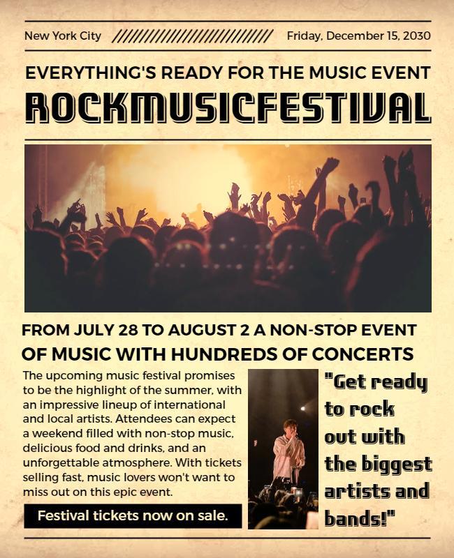 Exciting Rock Music Festival Event Flyer Template