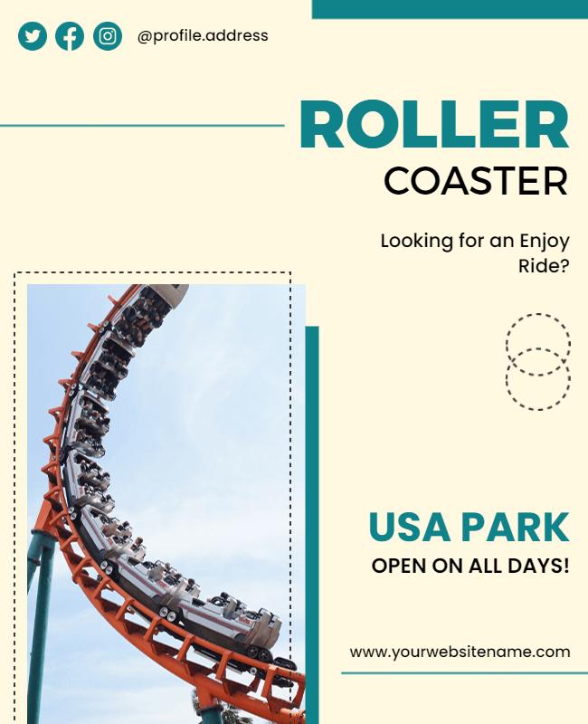 Exciting Roller Coaster Fun at USA Park Poster Template