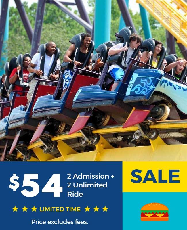Exciting Roller Coaster Unlimited Ride Special Sale Poster Template