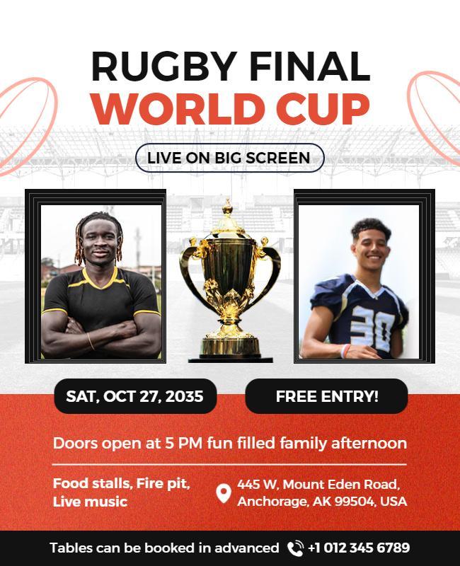 Exciting Rugby Final World Cup Live Screening Poster Template