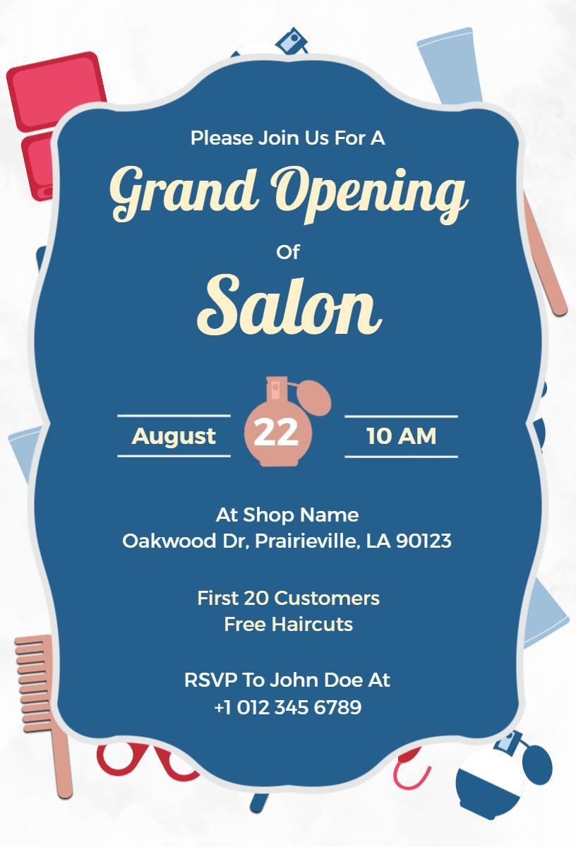 Exciting Salon Grand Opening Celebration Invitation Template